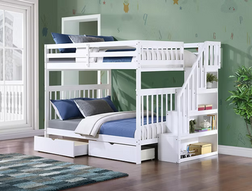 Stair Step Bunk Bed In White