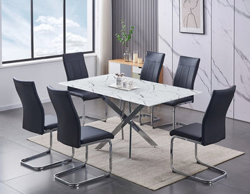 Condo Style 7-Piece Dining Set With Black Chairs