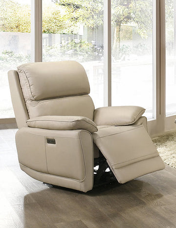 Beige Leather Recliner Chair