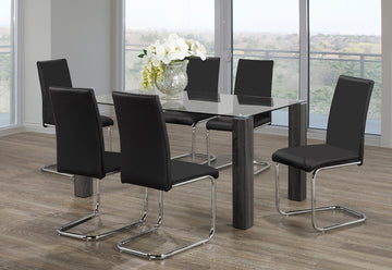 Glass Dining Set With Black Chairs