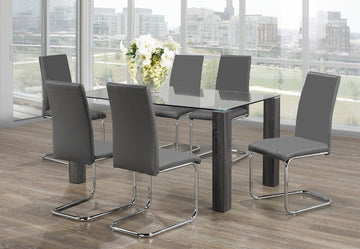 Glass Dining Set With Grey Chairs