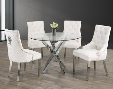 Premium Cream Velvet Dining Set