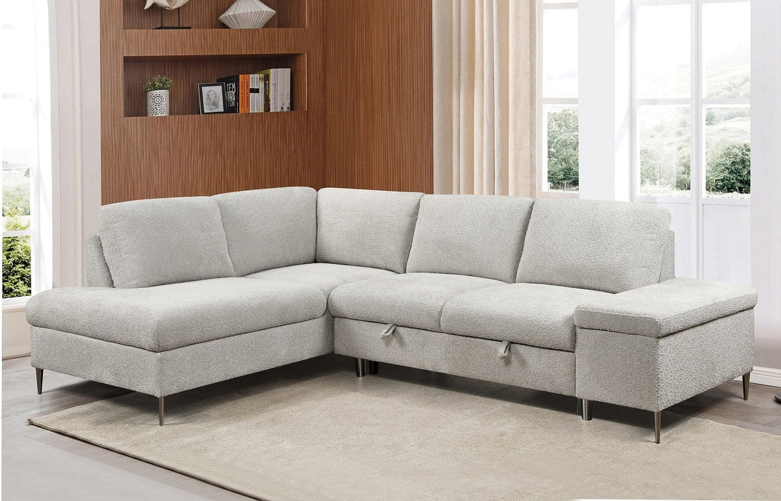 Grey Boucle Fabric Sectional