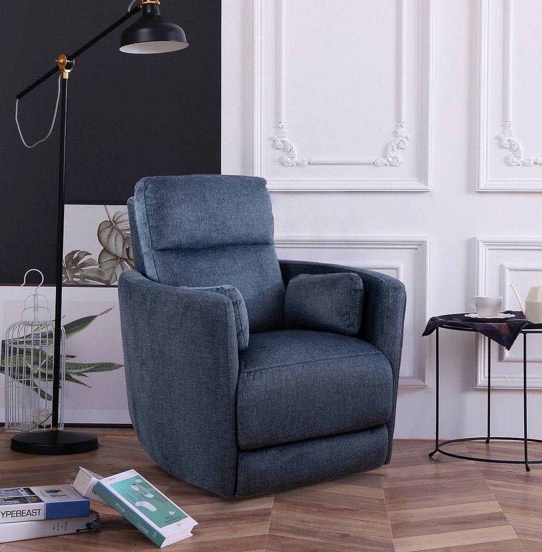 Blue Fabric Recliner Chair