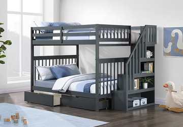 Stair Step Bunk Bed In Grey