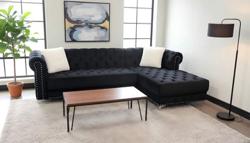 Belize Deep Toufting Blue Velvet Sectionel Sofa
