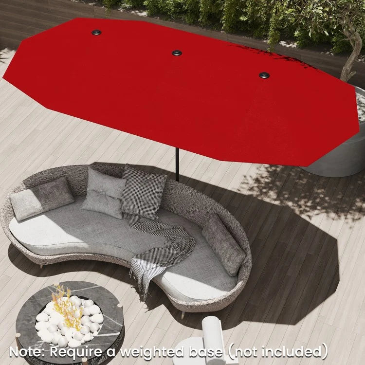 13 Feet Large Patio Umbrella Outdoor Double-Sided Table Market Umbrella with Crank Handle