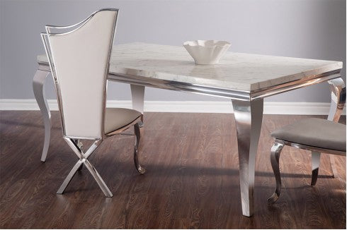 Havana Dining Table in White Grey Marble Top